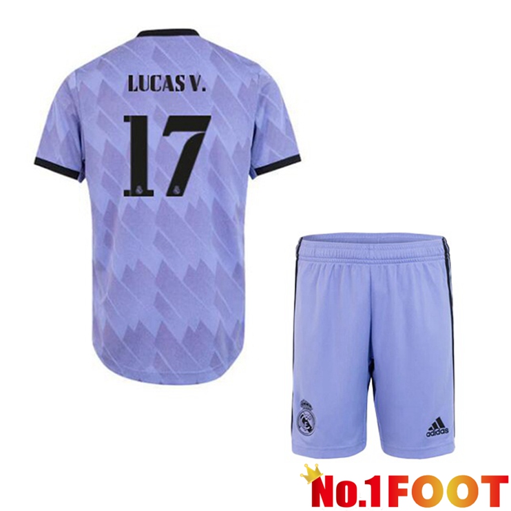 Real Madrid (Lucas V. 17) Kids Football Jerseys Away Purple 2022-2023