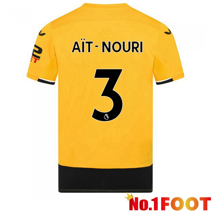 Wolves (AIT-NOURI 3) Football Jerseys Home Yellow 2022-2023