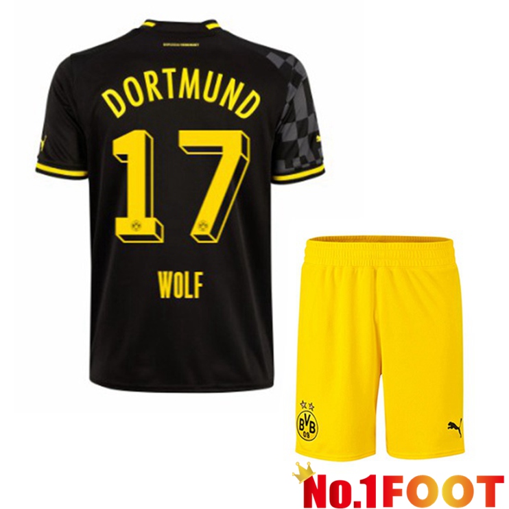 Dortmund BVB (Wolf 17) Kids Soccer Jersey Away Black 2022/2023