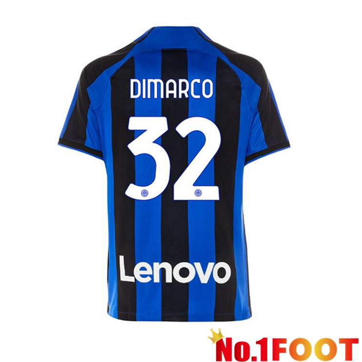 Inter Milan (DIMARCO 32) Soccer Jersey Home Black Blue 2022/2023