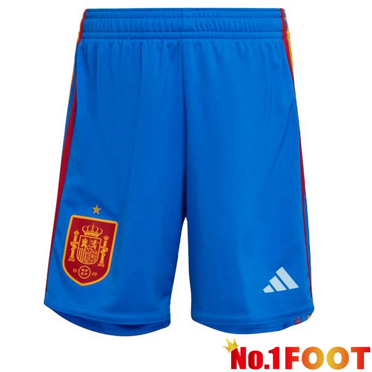 Spain Away Football Shorts Blue White 2022-2023