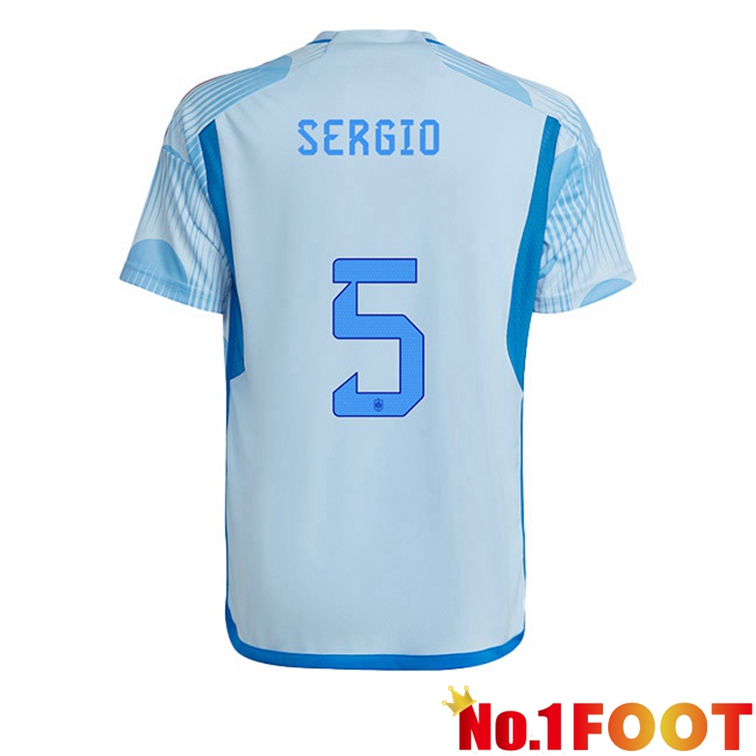 Spain (SERGIO 5) Soccer Jerseys Away Blue White World Cup 2022