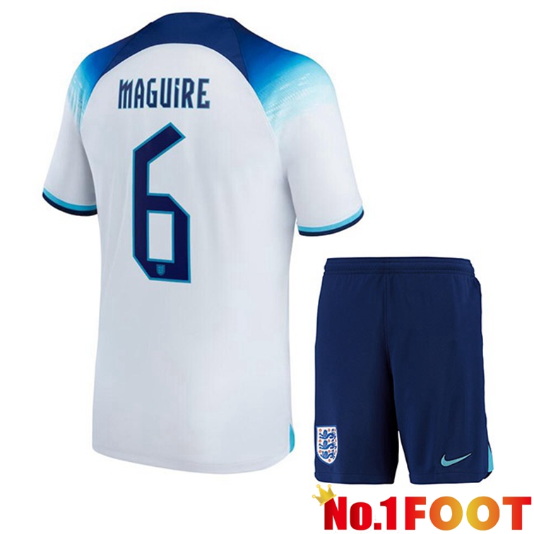 England (MAGUIRE 6) Kids Soccer Jerseys Home White World Cup 2022