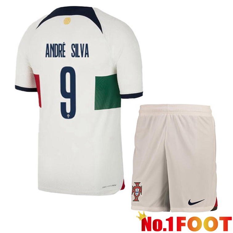 Portugal (ANDRÉ SILVA 9) Kids Soccer Jerseys Away White Red 2022-2023