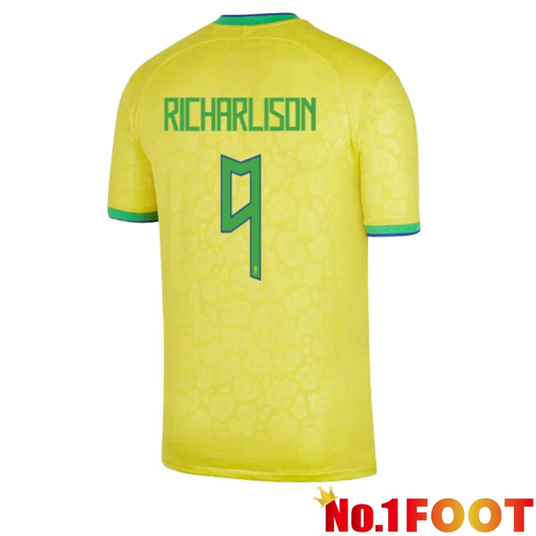 Brazil (RICHARLISON 9) Soccer Jerseys Home Yellow 2022-2023