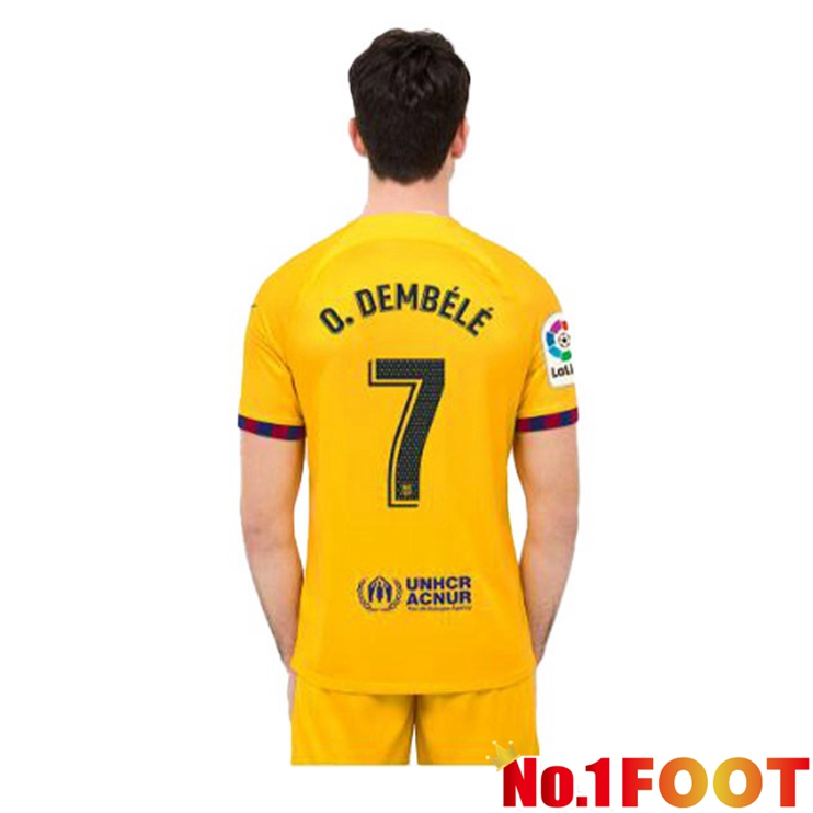 FC Barcelona (O. DEMBÉLÉ 7) Soccer Jersey Fourth Yellow 2022/2023