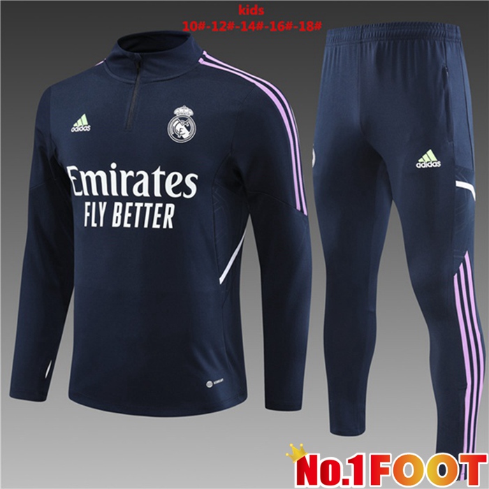 Real Madrid Kids Training Tracksuit Suit Royal Blue 2023/2024