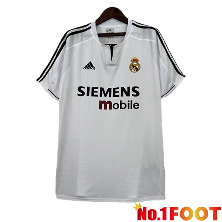 Real Madrid Retro Football Jersey Home White 2003-2004