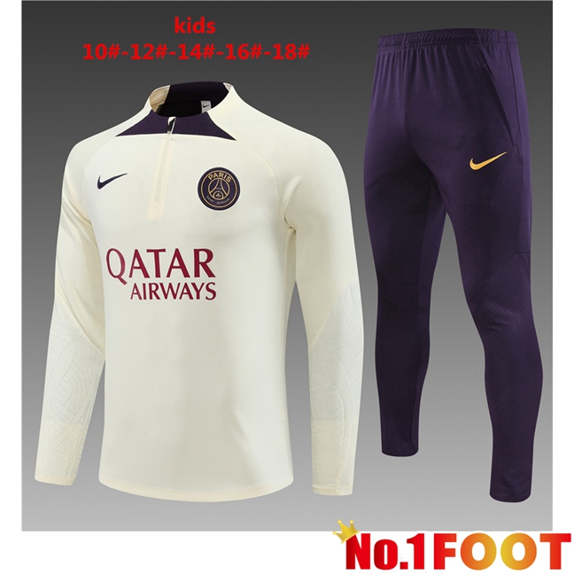 Paris PSG Kids Training Tracksuit Suit White 2023/2024