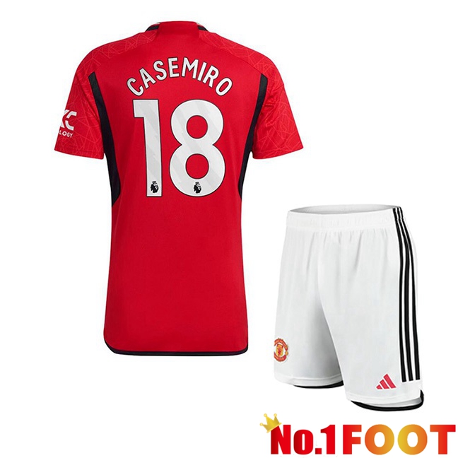 Manchester United (Casemiro 18) Kids Football Jersey Home Red 2023/2024