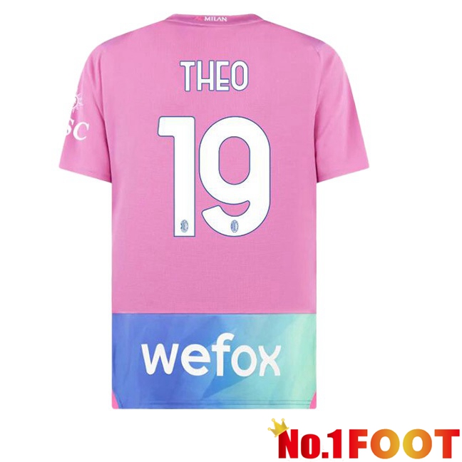 AC Milan (Theo 19) Third Football Jersey Rose 2023/2024