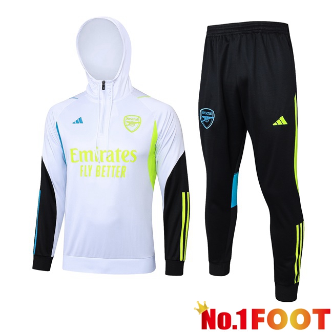Arsenal Training Tracksuit Sweatshirt Hoodie White 2024/2025