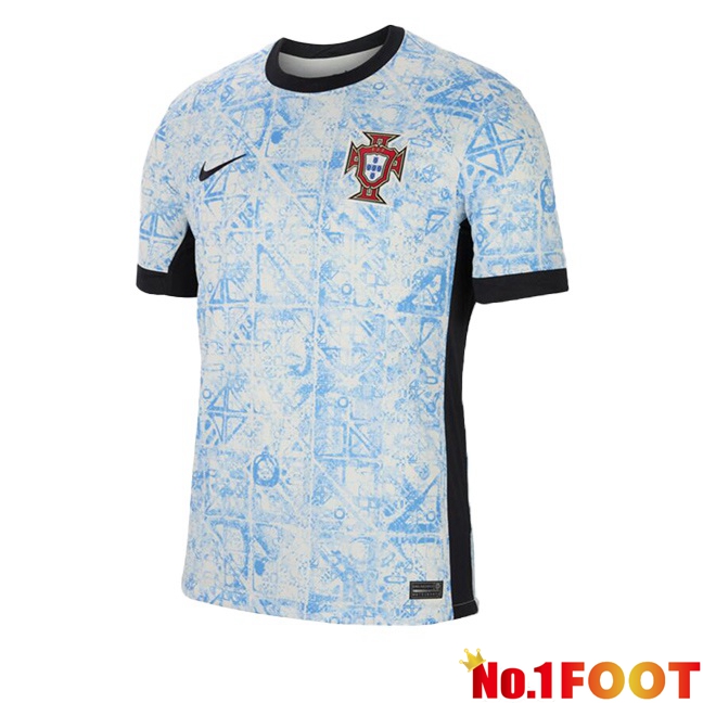 Portugal Away Soccer Jersey Blue White UEFA Euro 2024