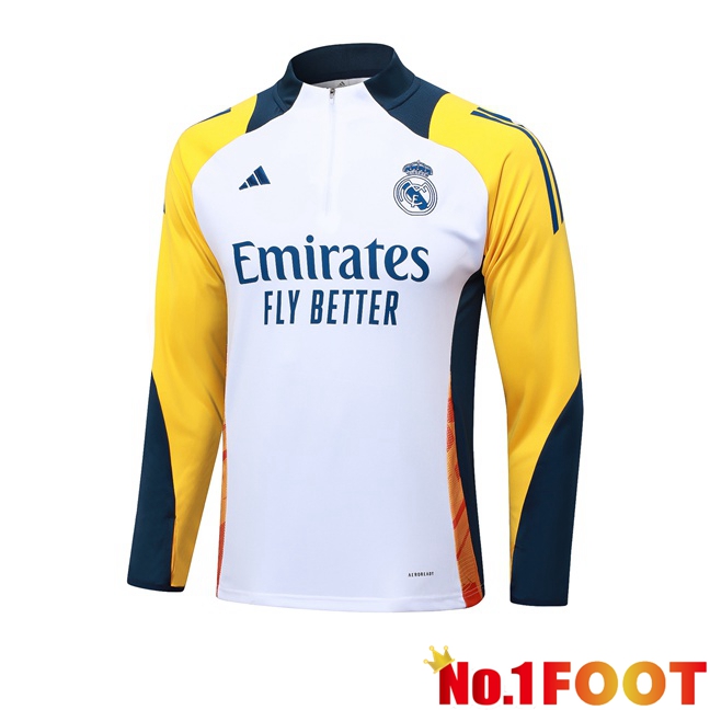 Real Madrid Training Sweatshirt White Yellow 2024/2025