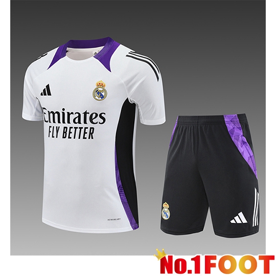 Real Madrid Kids kit Training T Shirt White/Black/Purple 2025/2026