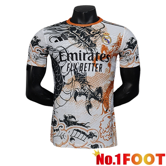 Real Madrid Soccer Jersey Special Edition White/Orange 2025/2026