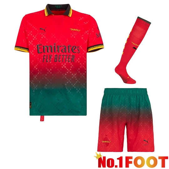 AC Milan Fourth kit Soccer Jersey (Shorts + Socks) Red 2024/2025