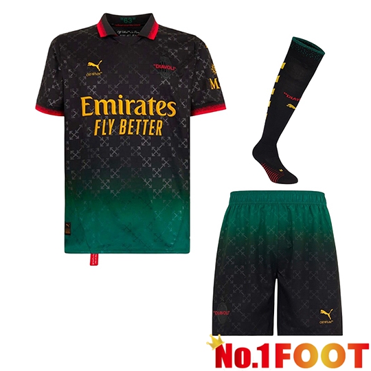 AC Milan Fourth kit Soccer Jersey (Shorts + Socks) Black 2024/2025
