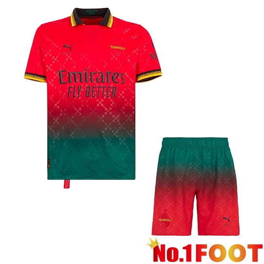 AC Milan Kids Fourth Soccer Jersey Red 2024/2025