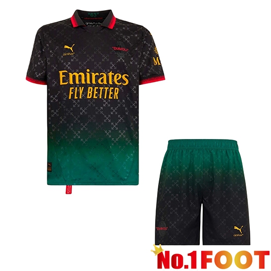 AC Milan Kids Fourth Soccer Jersey Black 2024/2025