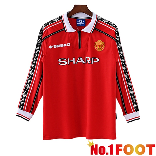 Manchester United Retro Home Soccer Jersey Long sleeve 1998/1999