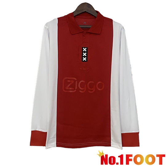 Ajax Soccer Jersey Commemorative Edition Long sleeve Red/White 2025/2026