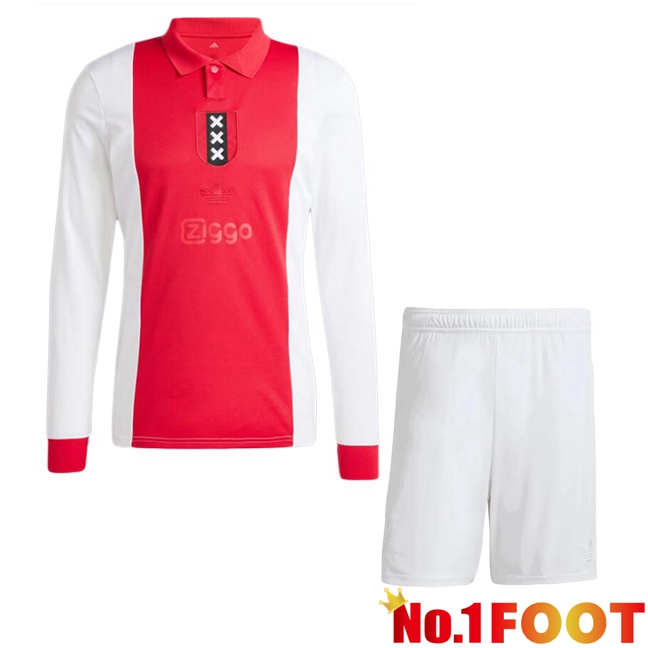 AFC Ajax Kids Soccer Jersey 125th Anniversary Edition Long sleeve Red White