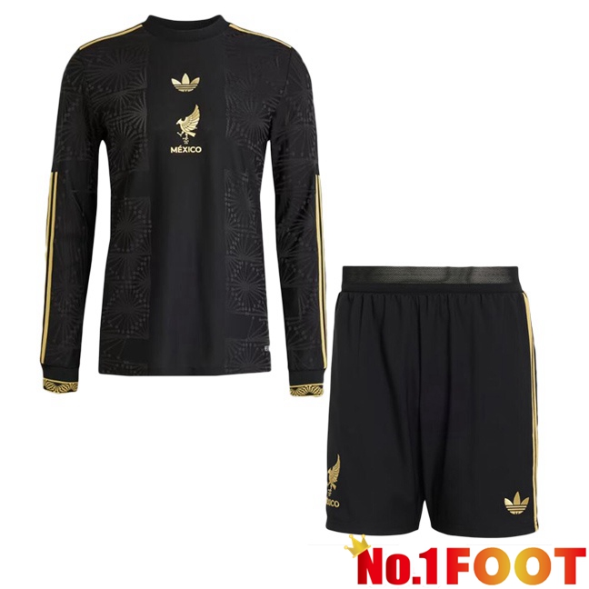 Mexico Kids Soccer Jersey Long sleeve Black Yellow 2025/2026
