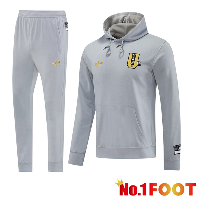 Manchester United Training Tracksuit - Training Sweatshirt Hoodie Grey 2025/2026