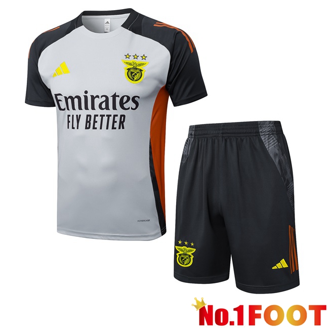S.L Benfica kit Training T Shirt + Shorts Grey 2025/2026