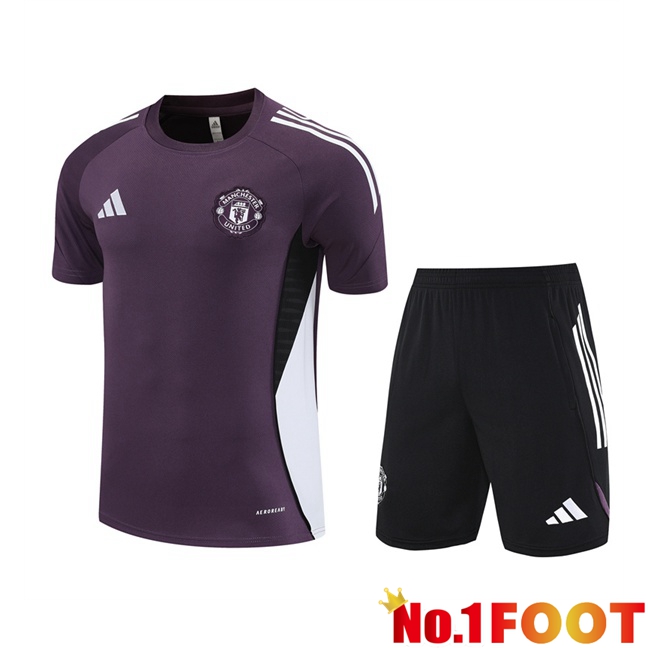 Manchester United kit Training T Shirt + Shorts Purple 2025/2026