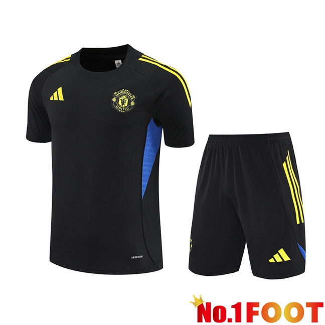 Manchester United kit Training T Shirt + Shorts Black 2025/2026