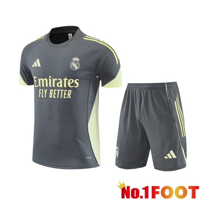 Real Madrid kit Training T Shirt + Shorts Grey 2025/2026