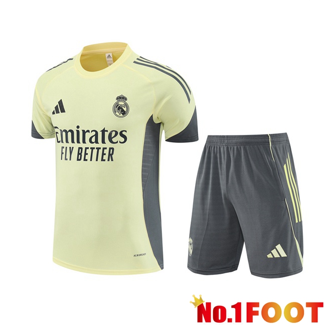 Real Madrid kit Training T Shirt + Shorts Yellow 2025/2026