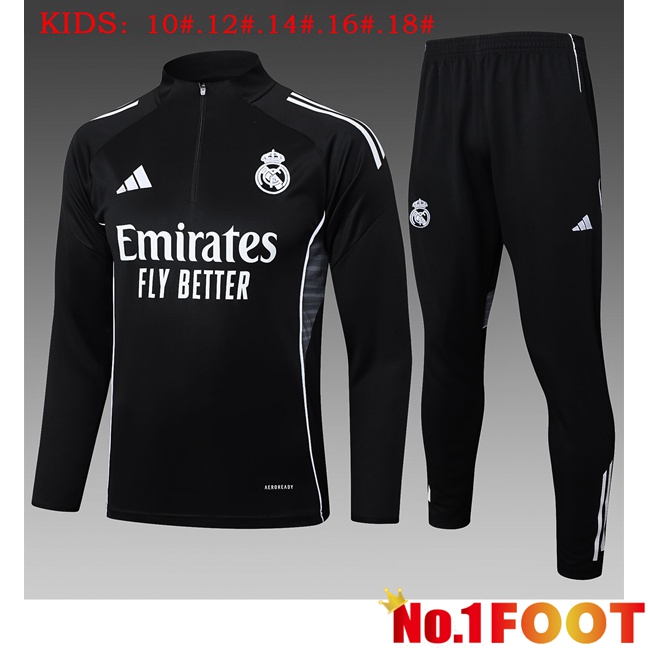 Real Madrid Kids kit Training Tracksuit Black 2025/2026