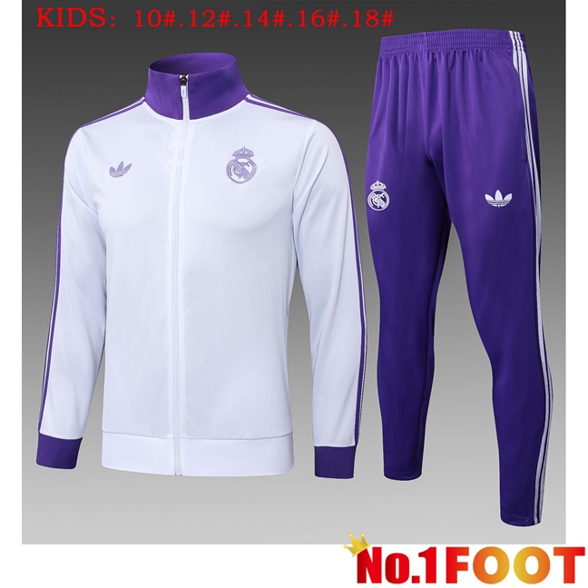 Real Madrid Kids kit Training Jacket Suit Purple White 2025/2026