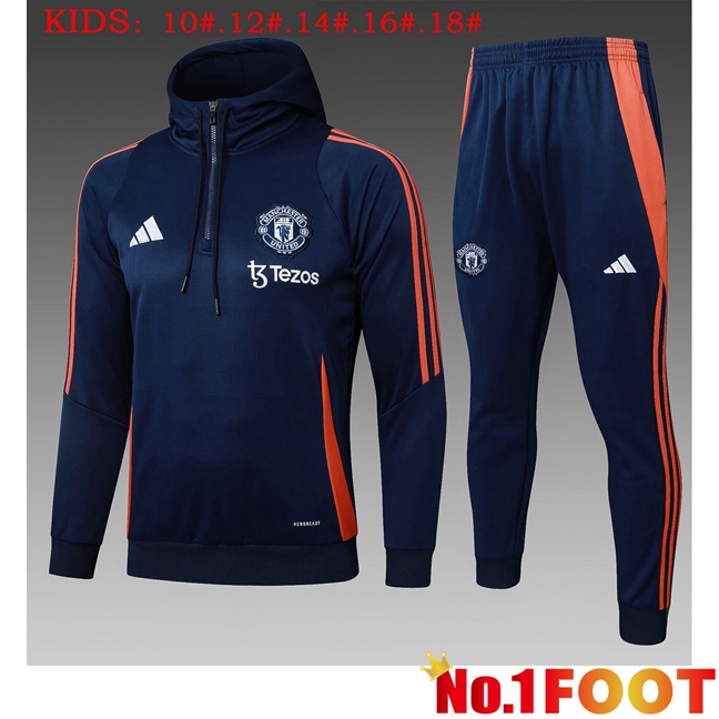 Manchester United Kids Training Tracksuit Hoodie Blue Royal 2025/2026