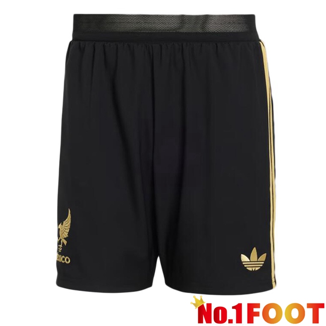 Mexico Soccer Shorts Black Yellow 2025/2026