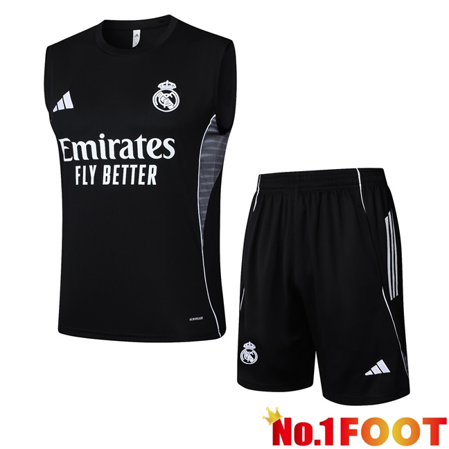 Real Madrid Gilet Soccer + Shorts Black 2025/2026