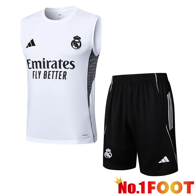 Real Madrid Gilet Soccer + Shorts White 2025/2026