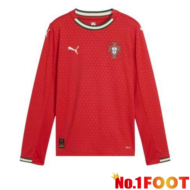 Portugal Home Soccer Jersey Long sleeve Red 2025/2026