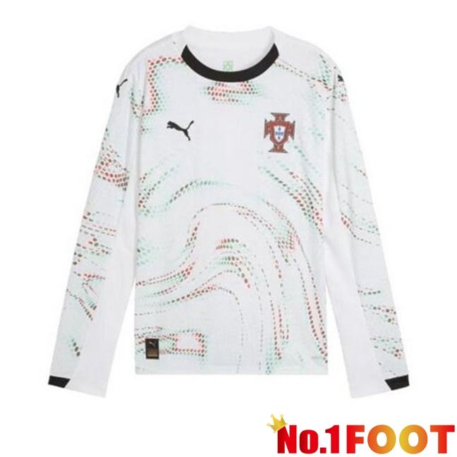 Portugal Away Soccer Jersey Long sleeve White 2025/2026