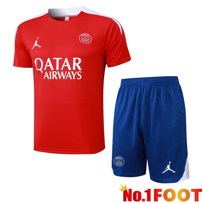 Jordan Paris PSG kit Training T Shirt + Shorts Red 2025/2026