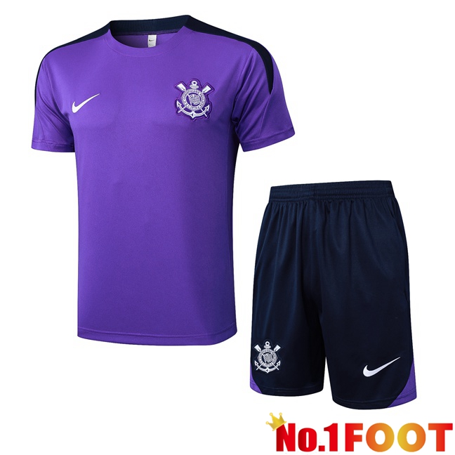Corinthians kit Training T Shirt + Shorts Purple 2025/2026