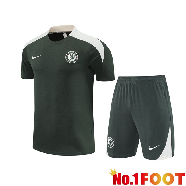 FC Chelsea kit Training T Shirt + Shorts Green 2025/2026