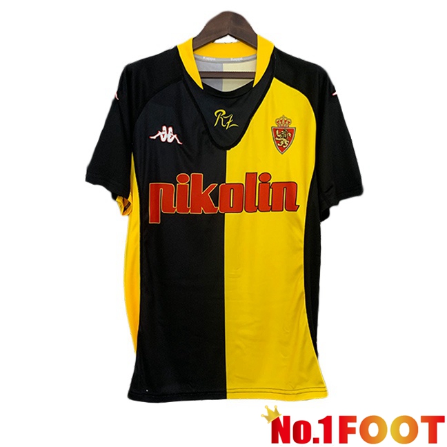 Real Zaragoza Retro Away Soccer Jersey Yellow Black 2001-2002