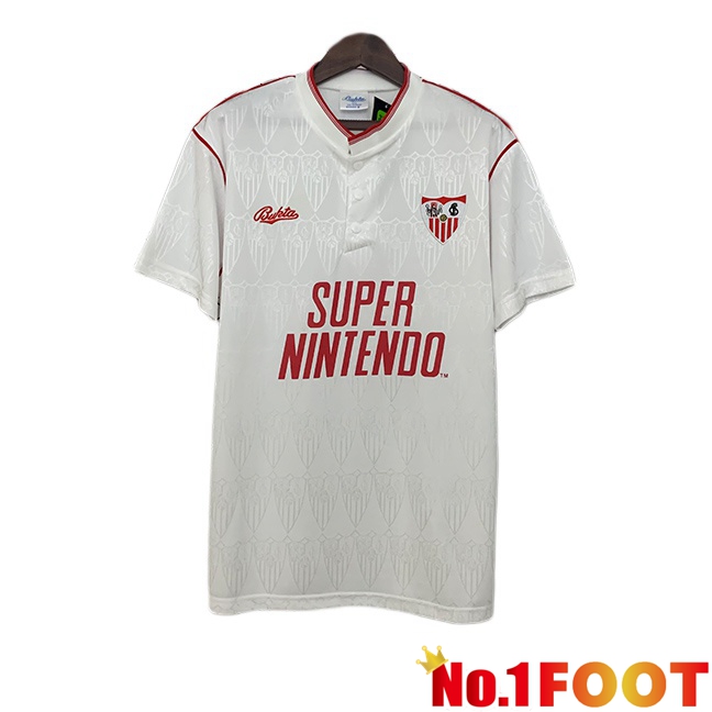 Sevilla FC Retro Home Soccer Jersey White 1991-1992