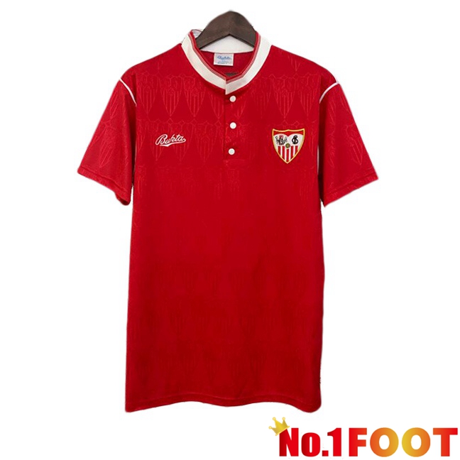 Sevilla FC Retro Away Soccer Jersey Red 1991-1992
