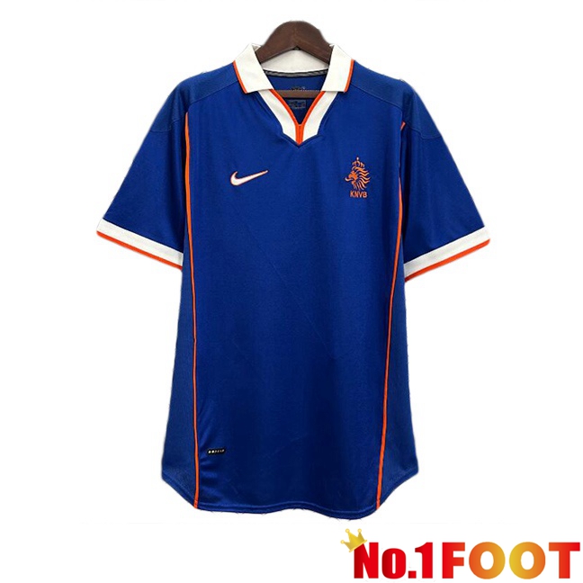 Netherlands Retro Away Soccer Jersey Blue 1998