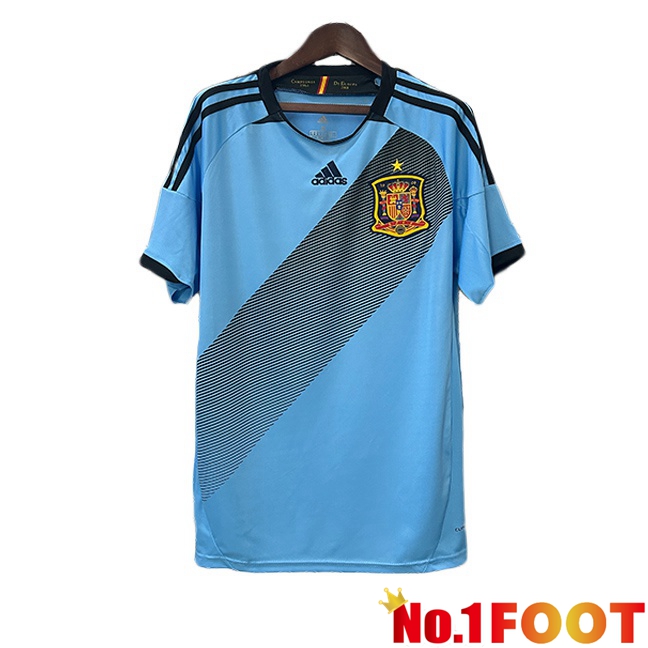 Spain Retro Away Soccer Jersey Blue 2012
